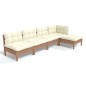 vidaXL Muebles de jardín 5 pzas y cojines madera de pino marrón miel vidaXL Muebles de jardín 5 pzas y cojines madera de pino marrón miel