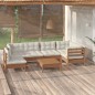 vidaXL Muebles de jardín 7 pzas y cojines madera de pino marrón miel vidaXL Muebles de jardín 7 pzas y cojines madera de pino marrón miel