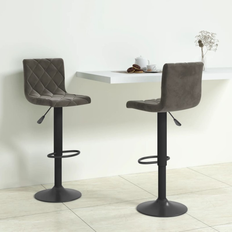 vidaXL Taburetes de cocina 2 unidades terciopelo gris oscuro vidaXL Taburetes de cocina 2 unidades terciopelo gris oscuro