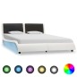 vidaXL Estructura cama con LED cuero sintético blanco negro 120x200 cm
