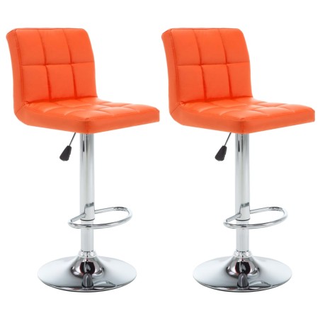 vidaXL Taburetes de cocina 2 unidades cuero sintético naranja