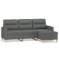 vidaXL Sofá de 3 plazas con taburete de tela gris oscuro 180 cm vidaXL Sofá de 3 plazas con taburete de tela gris oscuro 180 cm