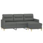 vidaXL Sofá de 3 plazas con taburete de tela gris oscuro 180 cm vidaXL Sofá de 3 plazas con taburete de tela gris oscuro 180 cm