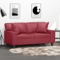 vidaXL Sofá de 2 plazas con cojines cuero sintético rojo tinto 120 cm vidaXL Sofá de 2 plazas con cojines cuero sintético rojo tinto 120 cm