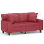 vidaXL Sofá de 2 plazas con cojines cuero sintético rojo tinto 120 cm vidaXL Sofá de 2 plazas con cojines cuero sintético rojo tinto 120 cm