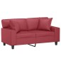 vidaXL Sofá de 2 plazas con cojines cuero sintético rojo tinto 120 cm vidaXL Sofá de 2 plazas con cojines cuero sintético rojo tinto 120 cm