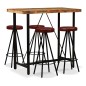 vidaXL Set muebles de bar 5 pzas madera maciza reciclada cuero genuino vidaXL Set muebles de bar 5 pzas madera maciza reciclada cuero genuino