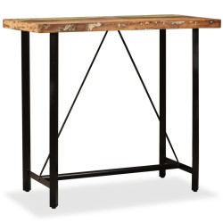 vidaXL Set muebles de bar 5 pzas madera maciza reciclada cuero genuino