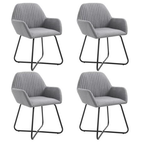 vidaXL Sillas de comedor 4 unidades tela gris claro