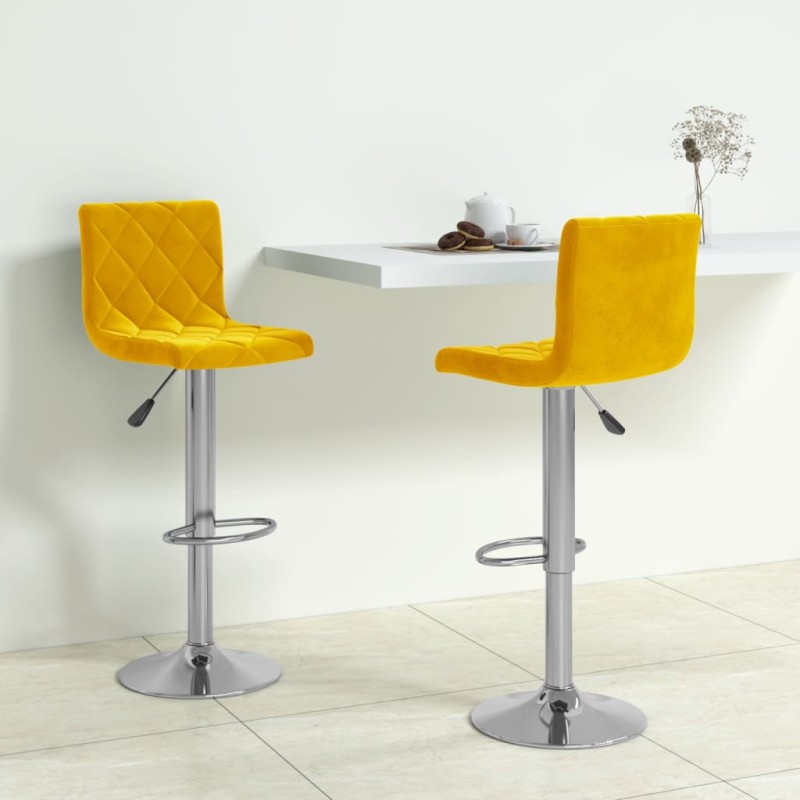 vidaXL Taburetes de cocina 2 unidades terciopelo amarillo mostaza vidaXL Taburetes de cocina 2 unidades terciopelo amarillo mostaza