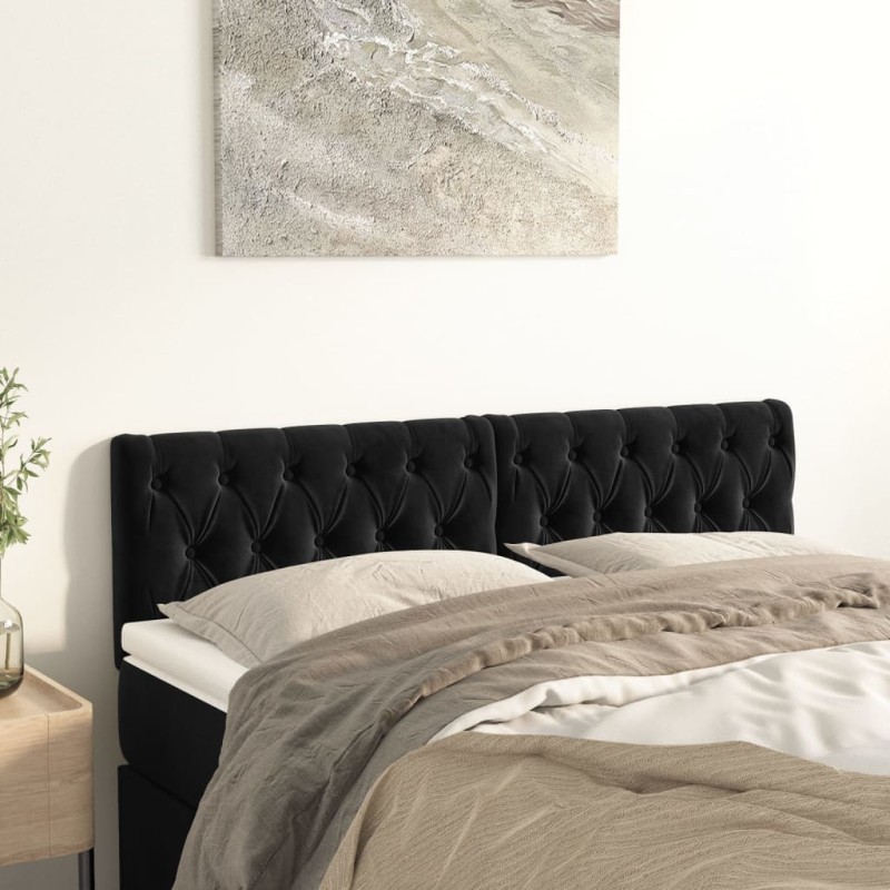 vidaXL Cabeceros 2 unidades terciopelo negro 72x7x78/88 cm vidaXL Cabeceros 2 unidades terciopelo negro 72x7x78/88 cm