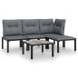 vidaXL Juego de muebles de jardín 5 pzas ratán sintético negro y gris vidaXL Juego de muebles de jardín 5 pzas ratán sintético negro y gris