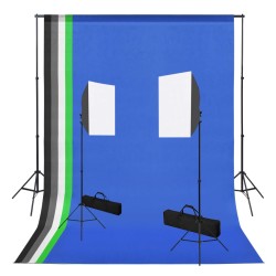 vidaXL Kit de estudio fotográfico con luces softbox y fondos