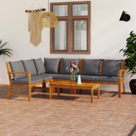 vidaXL Juego de muebles jardín 5 pzas con cojines madera maciza acacia