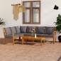 vidaXL Juego de muebles jardín 5 pzas con cojines madera maciza acacia vidaXL Juego de muebles jardín 5 pzas con cojines madera maciza acacia