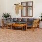 vidaXL Muebles de jardín 9 pzas cojines crema madera maciza de acacia vidaXL Muebles de jardín 9 pzas cojines crema madera maciza de acacia