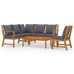 vidaXL Juego de muebles jardín 5 pzas con cojines madera maciza acacia