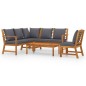 vidaXL Juego de muebles jardín 5 pzas con cojines madera maciza acacia