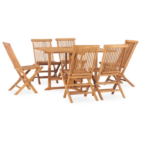 vidaXL Set de comedor de jardín plegable 7 pzas madera maciza de teca  