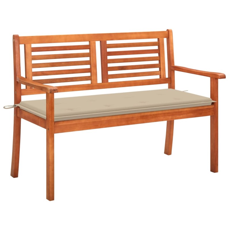vidaXL Banco de jardín 2 plazas madera maciza eucalipto y cojín 120 cm vidaXL Banco de jardín 2 plazas madera maciza eucalipto y cojín 120 cm