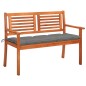 vidaXL Banco de jardín 2 plazas madera maciza eucalipto y cojín 120 cm vidaXL Banco de jardín 2 plazas madera maciza eucalipto y cojín 120 cm