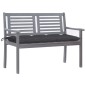 vidaXL Banco de jardín 2 plazas madera eucalipto gris y cojín 120 cm vidaXL Banco de jardín 2 plazas madera eucalipto gris y cojín 120 cm