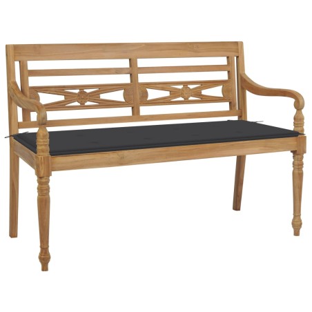 vidaXL Banco Batavia de teca maciza con cojín gris antracita 120 cm