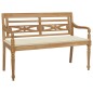 vidaXL Banco Batavia madera maciza de teca con cojín crema 120 cm vidaXL Banco Batavia madera maciza de teca con cojín crema 120 cm