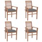 vidaXL Sillas de comedor 4 uds madera maciza de teca con cojines gris vidaXL Sillas de comedor 4 uds madera maciza de teca con cojines gris