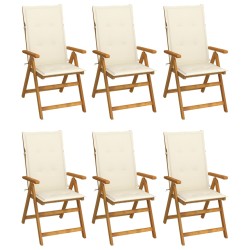 vidaXL Sillas de jardín plegables 6 uds y cojines madera maciza acacia