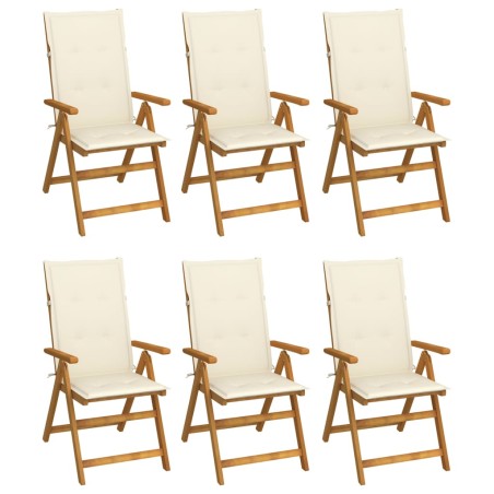 vidaXL Sillas de jardín plegables 6 uds y cojines madera maciza acacia