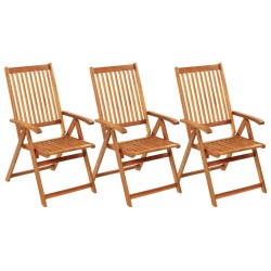 vidaXL Sillas de jardín plegables 3 uds y cojines madera maciza acacia
