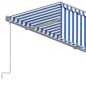 vidaXL Toldo retráctil manual con persiana azul y blanco 4,5x3 m vidaXL Toldo retráctil manual con persiana azul y blanco 4,5x3 m