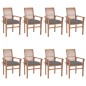 vidaXL Sillas de comedor 8 unidades madera de teca con cojines grises vidaXL Sillas de comedor 8 unidades madera de teca con cojines grises