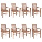vidaXL Sillas de comedor 8 unidades madera de teca con cojines grises vidaXL Sillas de comedor 8 unidades madera de teca con cojines grises