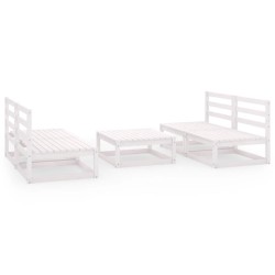 vidaXL Set de salón de jardín de 5 pzas blanco madera maciza de pino