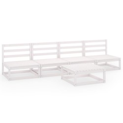 vidaXL Set de salón de jardín de 5 pzas blanco madera maciza de pino