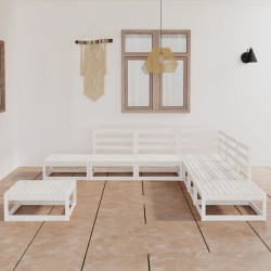 vidaXL Set de salón de jardín de 8 piezas blanco madera maciza de pino