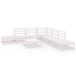 vidaXL Set de salón de jardín de 8 piezas blanco madera maciza de pino