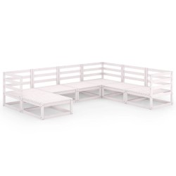 vidaXL Set de salón de jardín de 7 piezas blanco madera maciza de pino