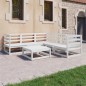 vidaXL Set de salón de jardín de 6 piezas blanco madera maciza de pino