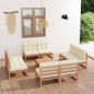 vidaXL Muebles de jardín 9 piezas con cojines de madera de pino maciza vidaXL Muebles de jardín 9 piezas con cojines de madera de pino maciza