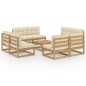 vidaXL Muebles de jardín 9 piezas con cojines de madera de pino maciza vidaXL Muebles de jardín 9 piezas con cojines de madera de pino maciza