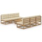 vidaXL Muebles de jardín 7 piezas con cojines de madera de pino maciza vidaXL Muebles de jardín 7 piezas con cojines de madera de pino maciza