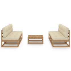vidaXL Muebles de jardín 7 piezas con cojines de madera de pino maciza