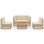 vidaXL Juego de muebles de jardín 5 pzas y cojines madera pino maciza vidaXL Juego de muebles de jardín 5 pzas y cojines madera pino maciza