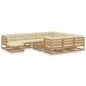 vidaXL Set de muebles de jardín 12 pzs cojines madera pino marrón miel vidaXL Set de muebles de jardín 12 pzs cojines madera pino marrón miel