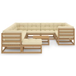vidaXL Set de muebles de jardín 12 pzs cojines madera pino marrón miel