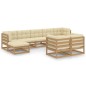 vidaXL Set de muebles de jardín 9 pzs cojines madera pino marrón miel vidaXL Set de muebles de jardín 9 pzs cojines madera pino marrón miel
