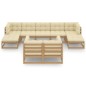 vidaXL Set de muebles de jardín 9 pzs cojines madera pino marrón miel vidaXL Set de muebles de jardín 9 pzs cojines madera pino marrón miel